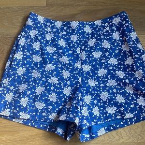 JCrew blue and white flower shorts